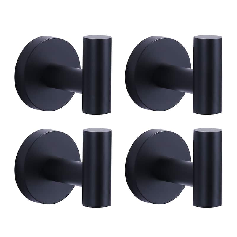 WOWOW Stainless Steel J-Hook Robe/Towel Hook 4 PCS - Matte Black