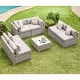preview thumbnail 5 of 18, COSIEST 7-Piece Outdoor Sectional Wicker Sofa With Pillows, Coffee Table - N/A GreyWicker+GreyCushion