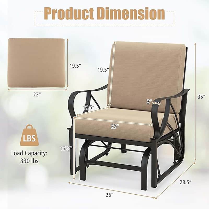 1/2PCS Outdoor Patio Rocking Chair w/ Cushion Heavy-Duty Metal Frame