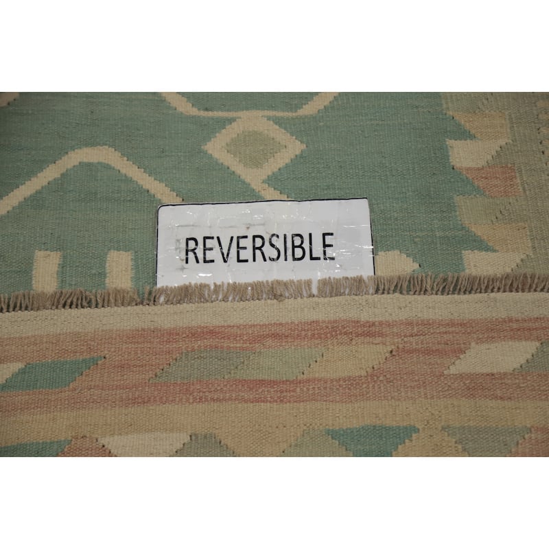 Hand Woven Oriental 100% Wool Carpet Southwestern Tribal Navy Blue & Blues Kilim Area Rug - 9' 9'' X 6' 5''