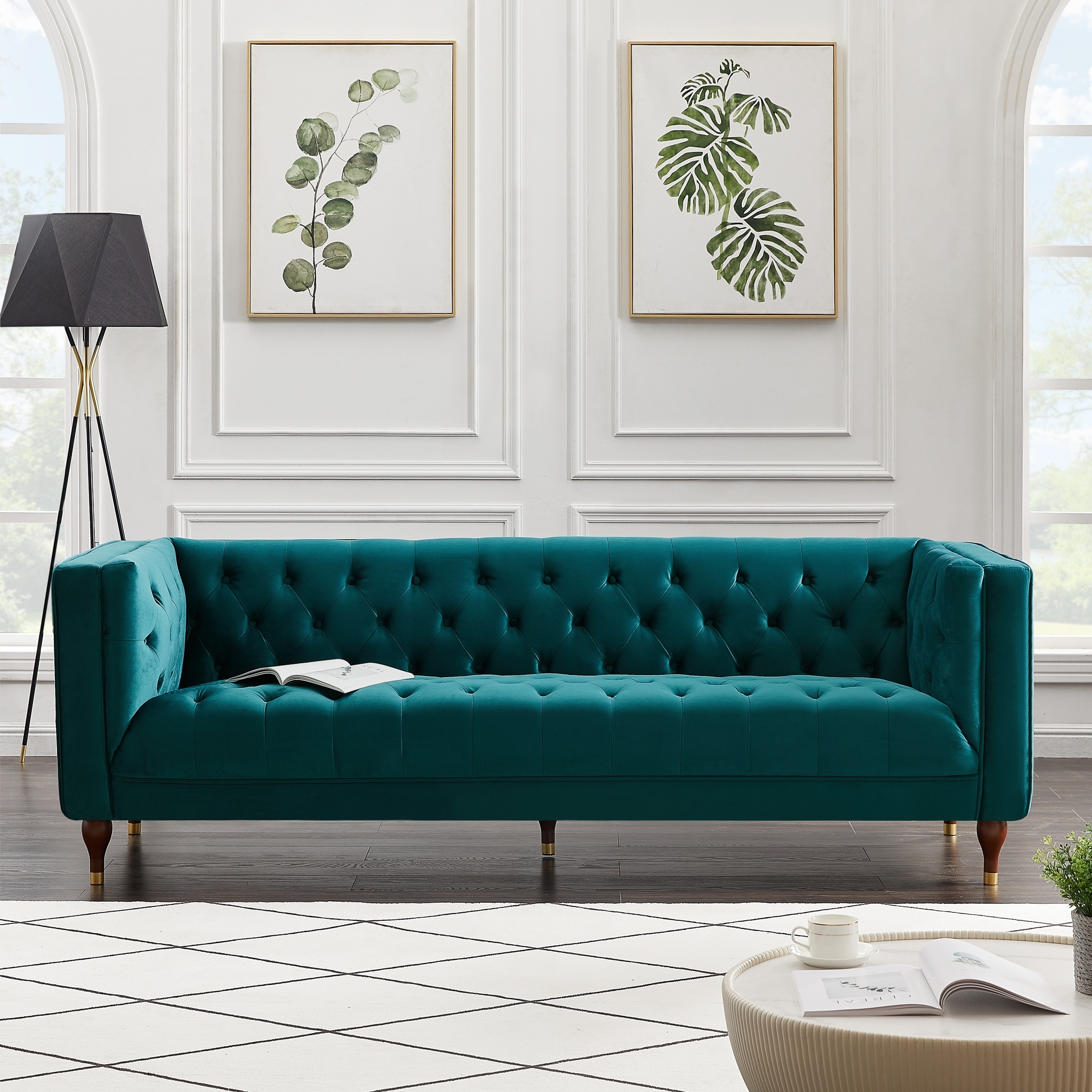 Mid century tufted sofa sale