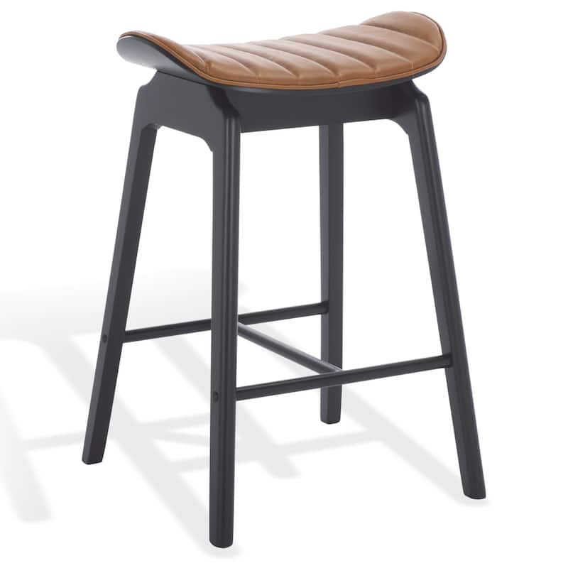 SAFAVIEH COUTURE Elline Wood Counter Stool (Set of 2) - 18"W x 18"D x 27"H