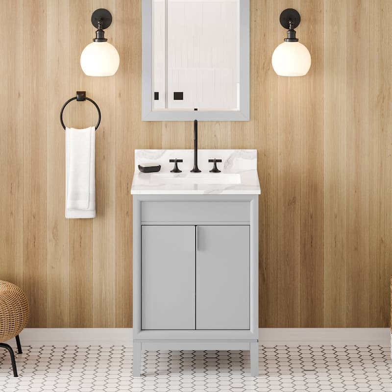 Jeffrey Alexander VKITTHE24R-QUARTZ Theodora II 24" Free Standing - Grey / Calacatta Vienna