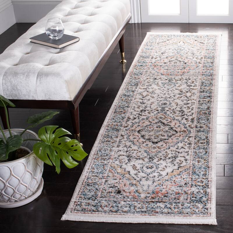SAFAVIEH Shivan Aino Oriental Rug - 2'2" x 12' Runner - Grey/Blue