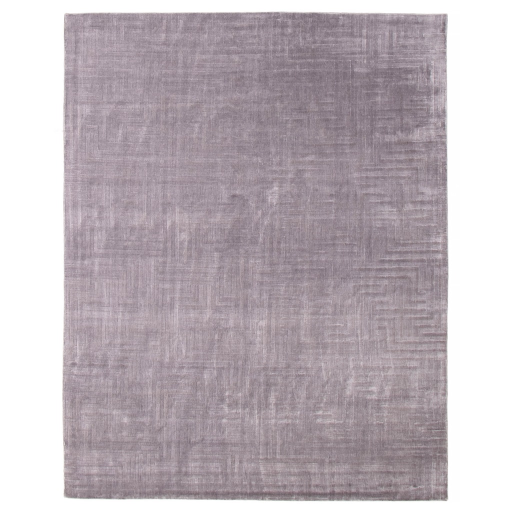 ECARPETGALLERY Hand Loomed Shimmer Grey Viscose Rug - 7'8 x 9'7