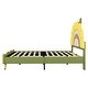 preview thumbnail 7 of 10, Full Size Upholstered Platform Bed with Sunflower Shaped Headboard, Cute Bedframe w/Wood Slats Support for Kids Girls Boys Green