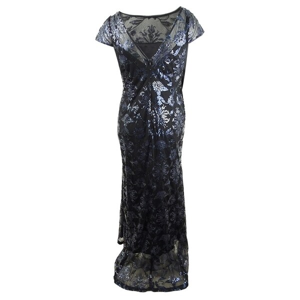 nightway plus size sequined mesh gown