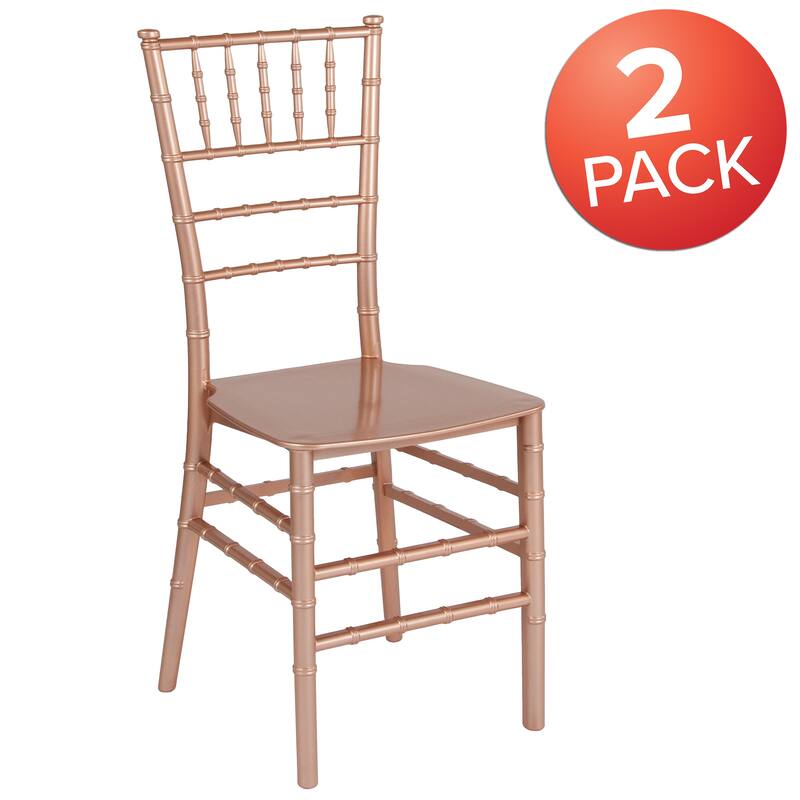 2 Pack Gold Resin Stacking Chiavari Chair - 15"W x 18.75"D x 35"H - 15"W x 18.75"D x 35"H