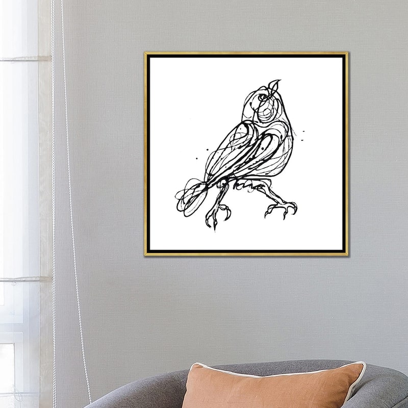 iCanvas "Chin Up - Cute Little Bird Jackson Pollock Style Drawing" by OLena Art Framed
