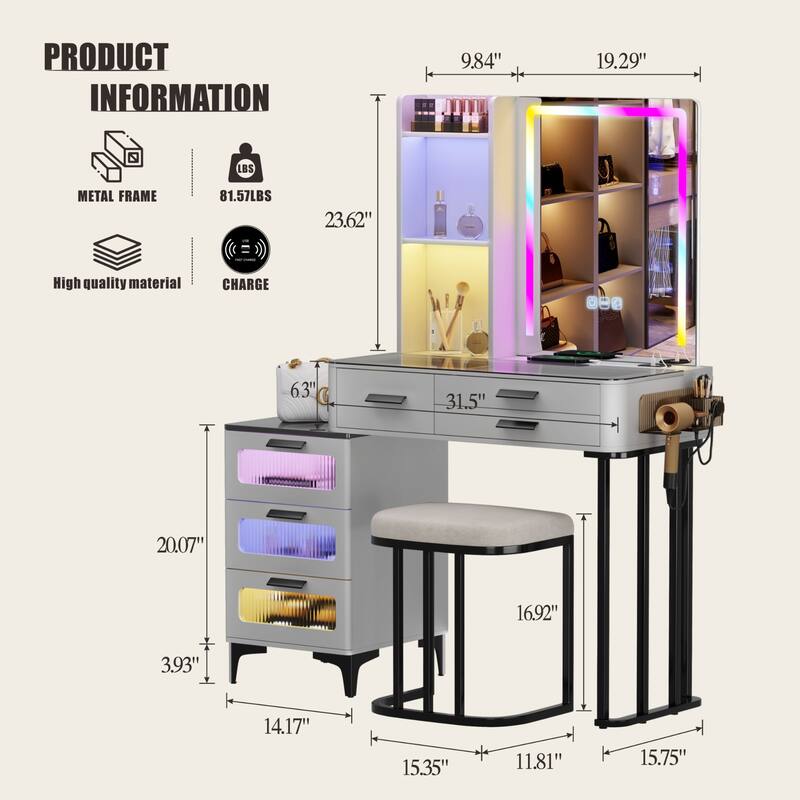 Makeup Vanity with LED Light