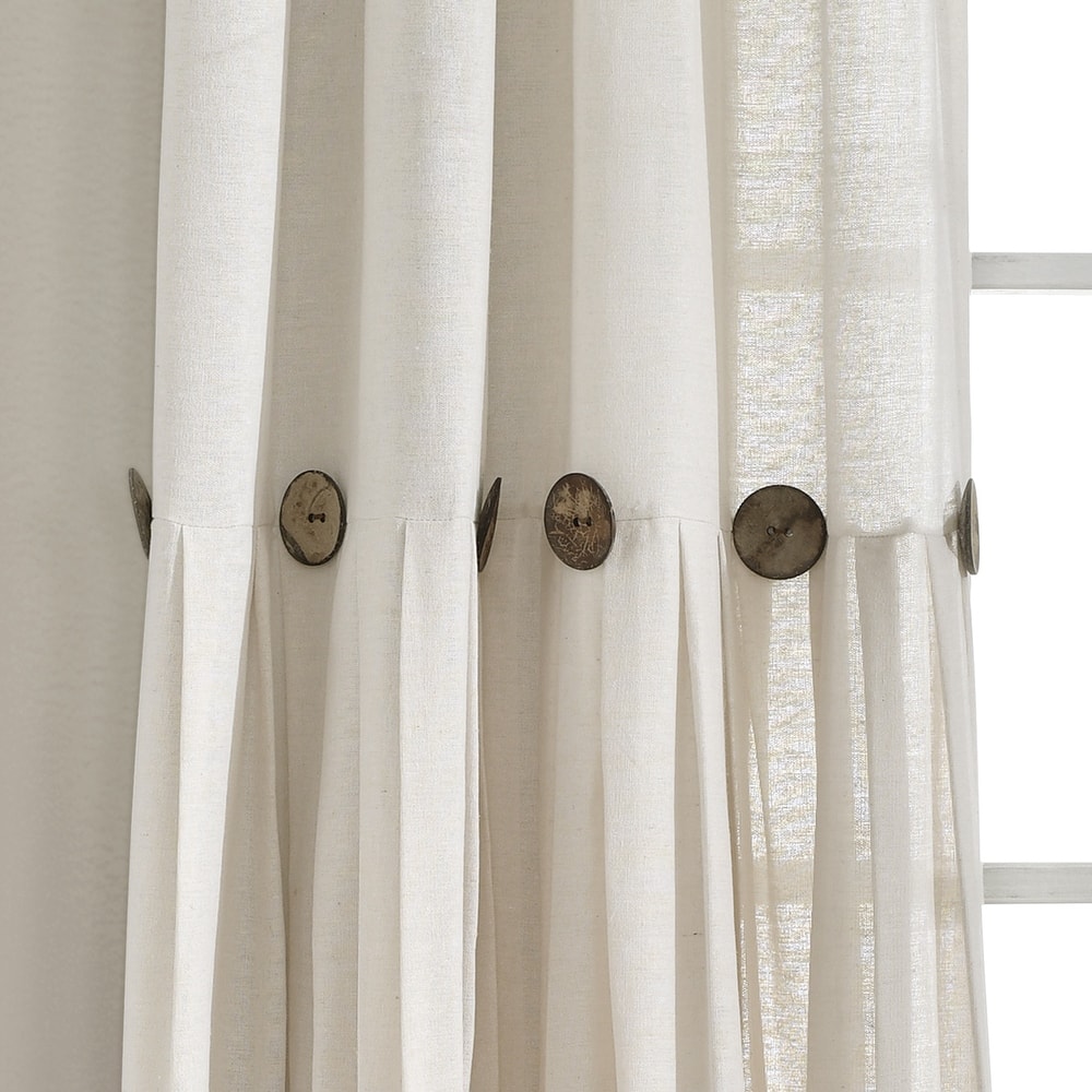 Lush Decor Linen Button Single Panel Window Curtain