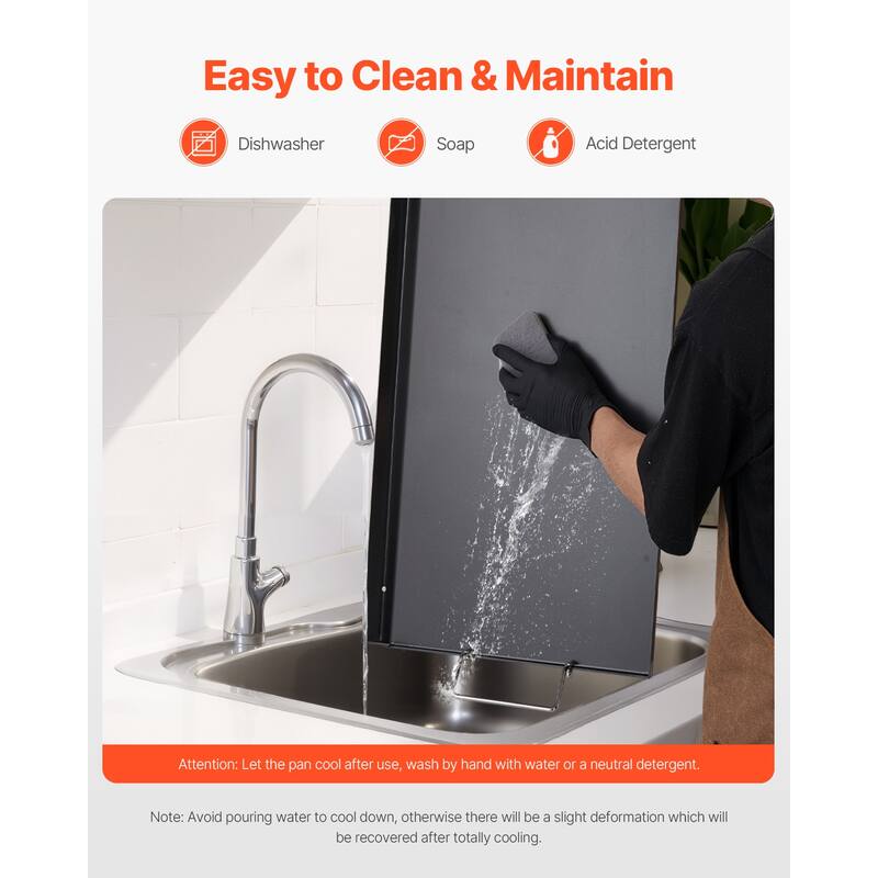 Anmytek Steel Flat Top Griddle BBQ Grill Pan Cookware