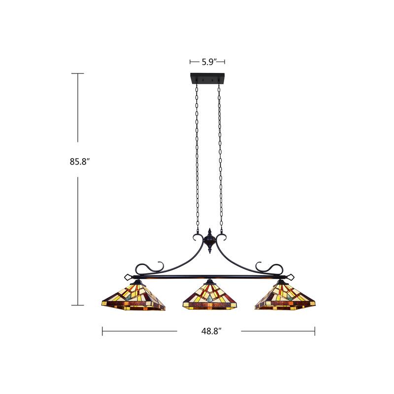 Tiffany Style Mission Design 3-light Linear Island Fixture