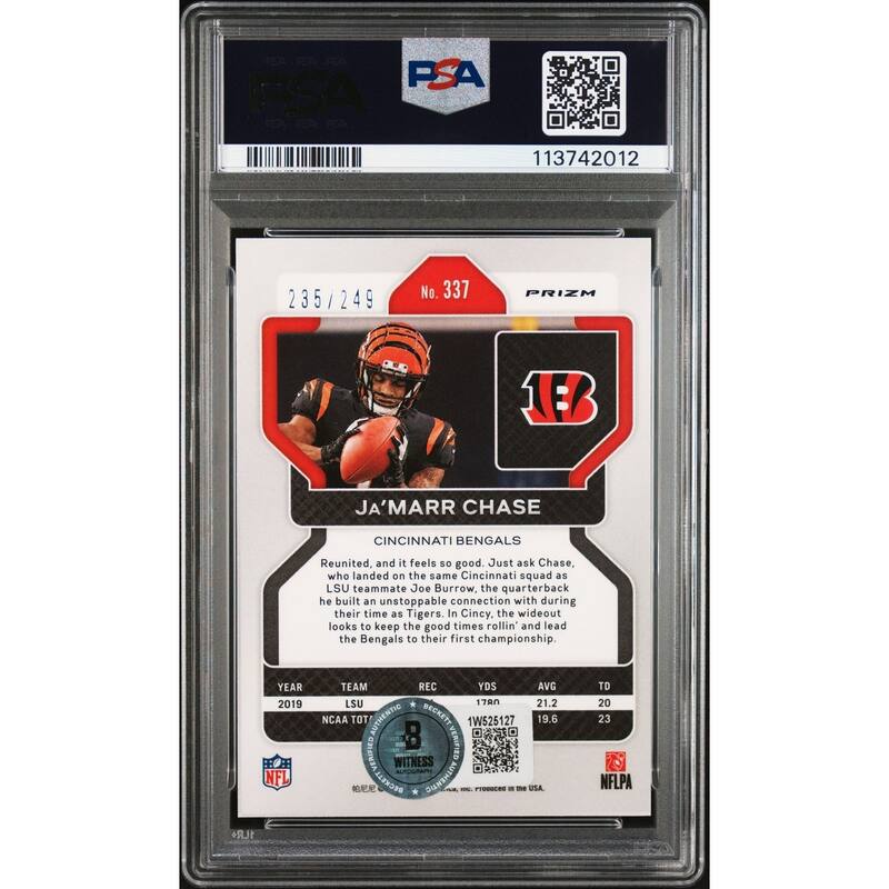 Ja'Marr Chase 2021 Panini Prizm Orange Rookie Card #337 Auto PSA 10 235/249 - 8' x 11'