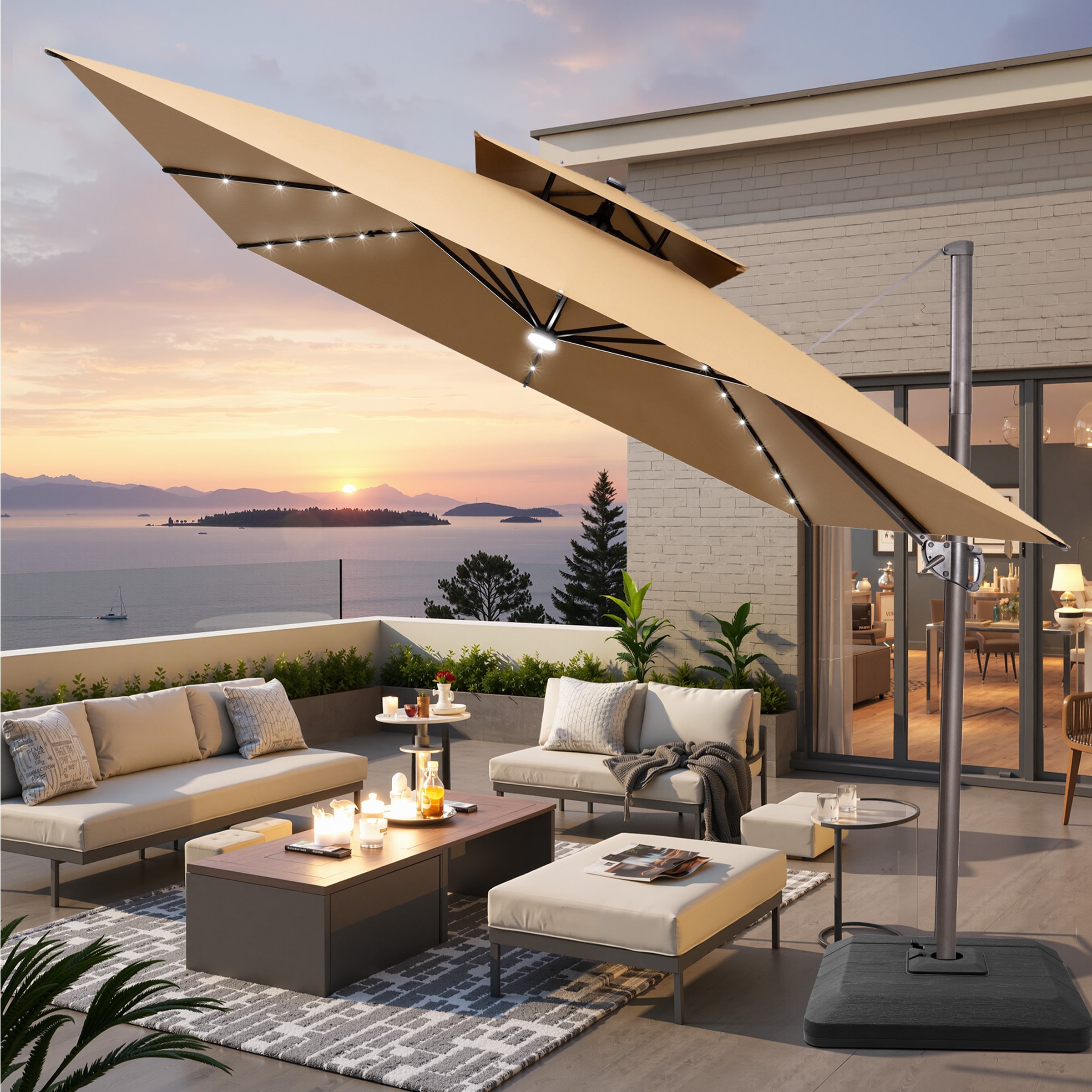 11 foot sunbrella patio umbrella Grand 11FT Cantilever with Base Outdoor Large Round Aluminum Offset Umbrella for Patio Garden Backyard (Champagne, FT) : Patio, Lawn & Garden These umbrellas are made from high quality and carefully selected material that is dense and made to last Treasure Garden 11 Foot Octagon
