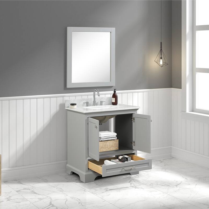 Blossom Copenhagen 30" Bathroom Vanity with Marble Top, Sink & Mirror