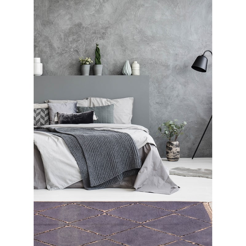 ECARPETGALLERY Hand-knotted Beni Ourain Purple Wool Rug - 5'3 x 7'8