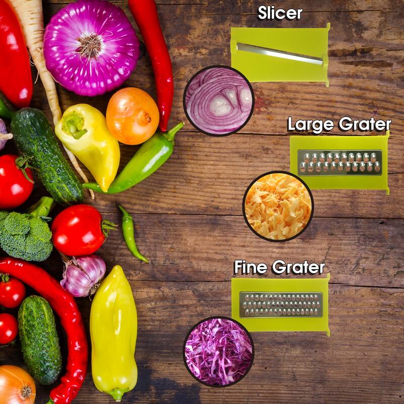 All-In-One Salad Spinner and Slicer Set with Storage Containers and Interchangeable Blades