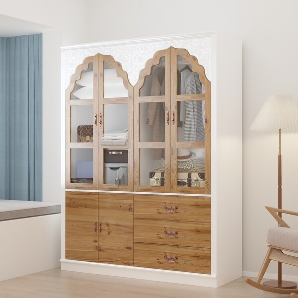 Vintage Inspired Grand Closet Dual Wardrobe Set with Metal Accents On Sale Bed Bath Beyond 40341395