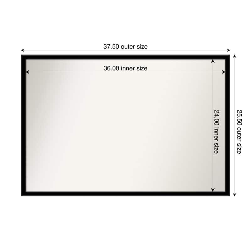 Incline Non-Beveled Wood Framed Wall Mirror - 38 x 26 in - Incline Black