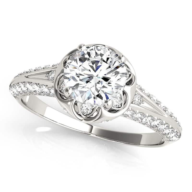 Auriya 14k White Gold Lab Grown Round Diamond Halo Engagement Ring 0.50 to 5.00 ct. tw. (F-G VS) - 0.50 ct. center - 7.5