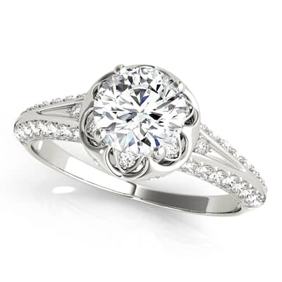 Auriya 14k White Gold Lab Grown Round Diamond Halo Engagement Ring 0.50 to 5.00 ct. tw. (F-G VS)