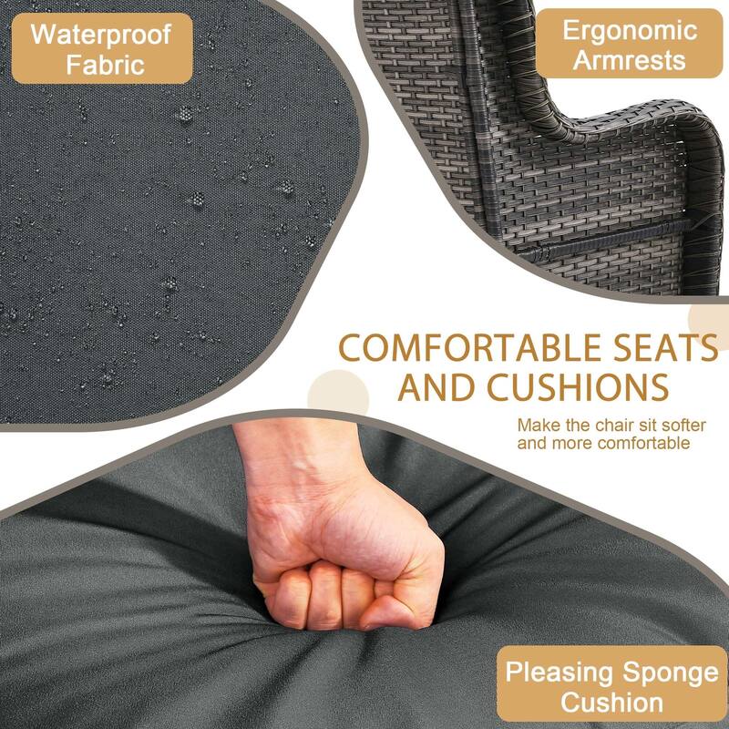 Outdoor Wicker Patio Conversation Furniture Set with Table and Cushion