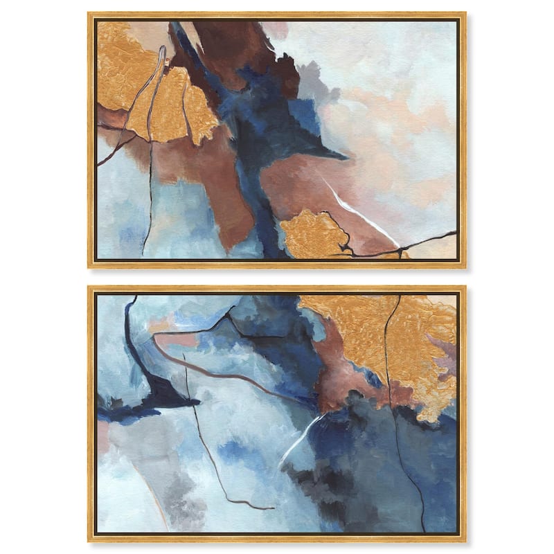 Heaven and Earth Canvas Set of 2 by Art Remedy - 36" x 24" - Gold