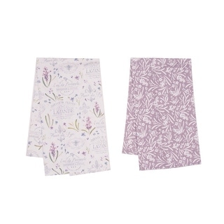 Lavender Provence Eau de Lavande Botanical Kitchen and Bathroom Graphic Print Hand Towels Set of 2