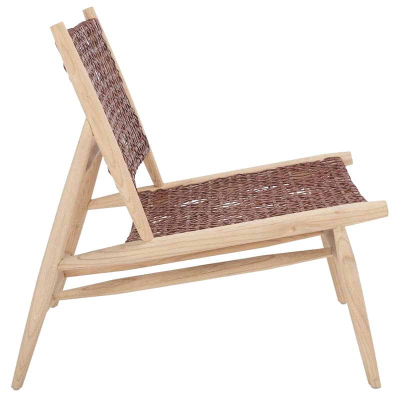 SAFAVIEH Bandelier Open Leather Weave Squared Accent Chair. - 26" W x 32" D x 31" H