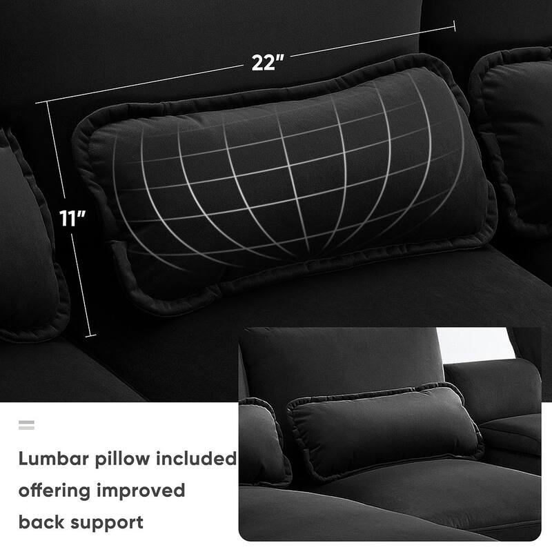 123"W modern u-shaped living room upholstered sofa with console, cup holders and USB ports