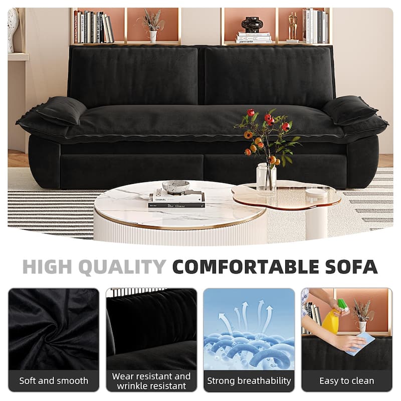 Homy Casa 73.2''/94.5" Queen/King Pull Out Sofa Bed, 3-in-1 Corduroy/Velvet Sleeper Couch