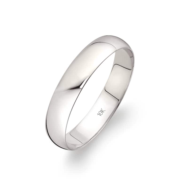 Clover White Gold High-Polish Classic Wedding Band - 10.5 (4mm) - 10k