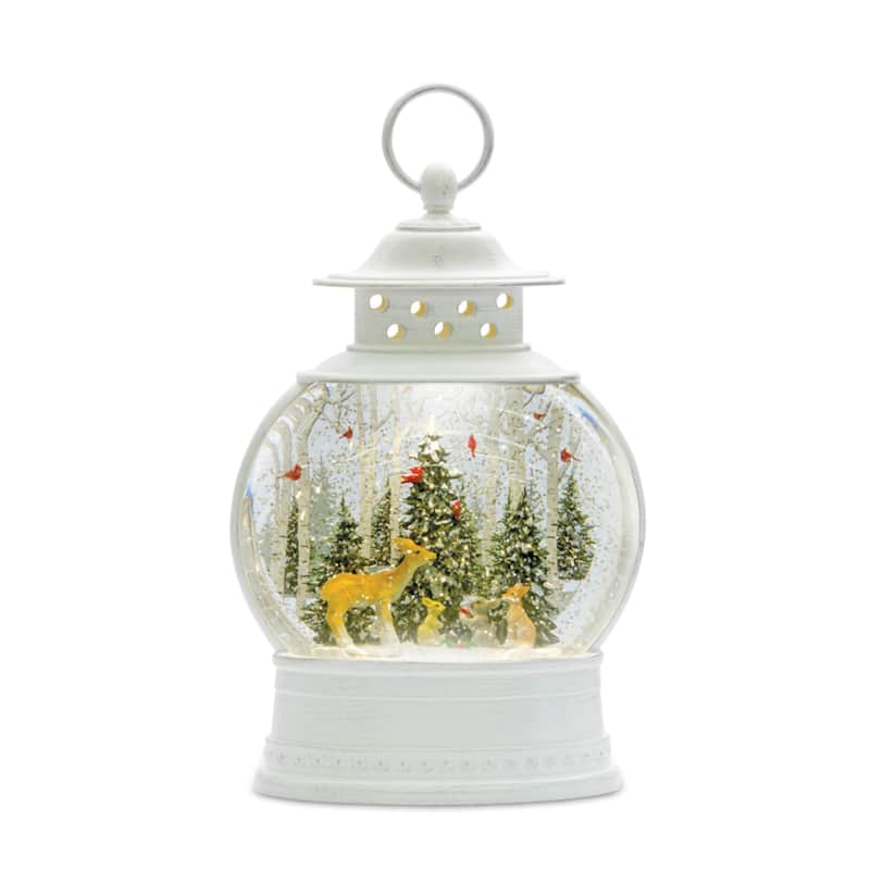 11.5" Forest Friends Snow Globe Christmas Lantern - 6-Hour Timer