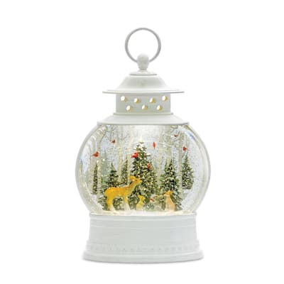 11.5" Forest Friends Snow Globe Christmas Lantern - 6-Hour Timer