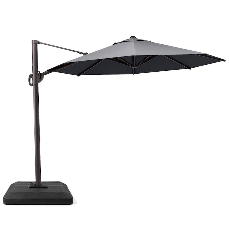 Patio Cantilever Offset Umbrella with 360-degree Rotation Crank and Tilt, Base Included