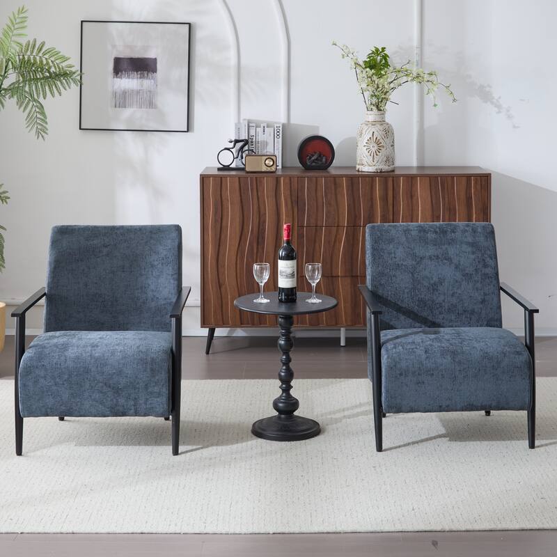 Polyester Lounge Chairs with Metal Frames (Set of 2)