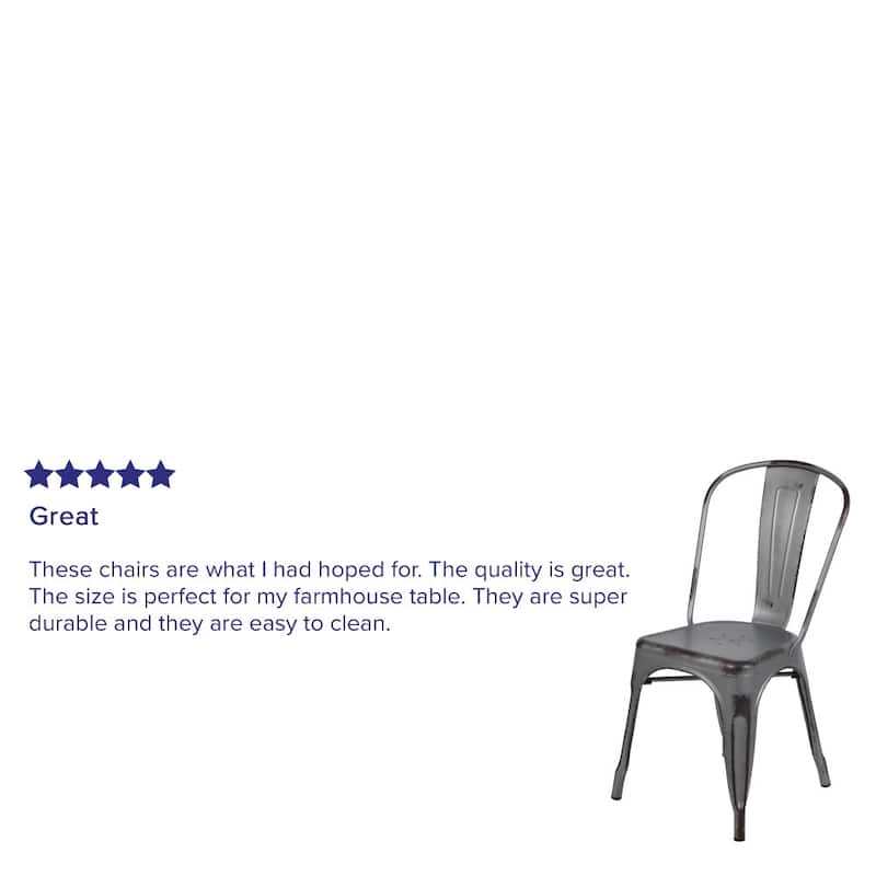 Distressed Metal Indoor/ Outdoor Stackable Chair