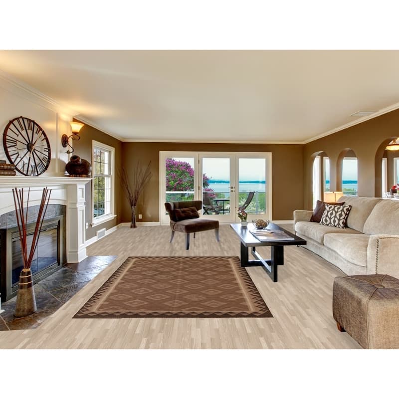 Brown Kilim Reversible Area Rug Flat-weave Living Room Wool Carpet - 5'4" x 8'2"