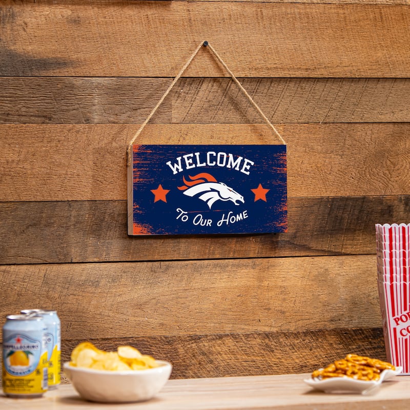 Denver Broncos Wooden Door Decor Wall Sign - Multi-Color - 6 x 11
