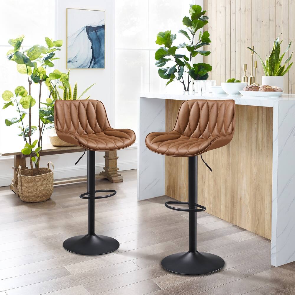 Art Leon Swivel and Adjustable PU Leather Barstool (Set of 2)