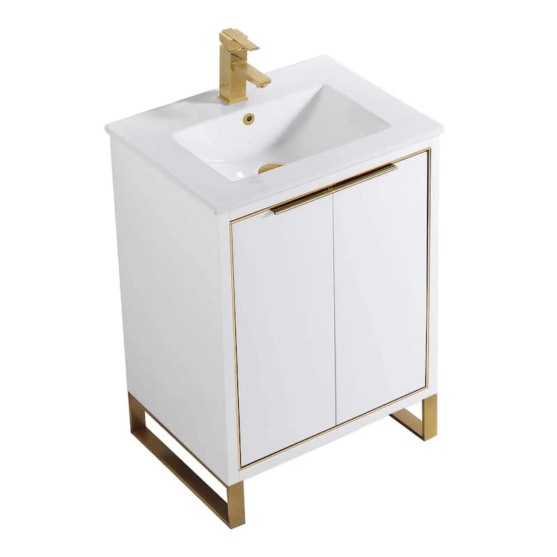 Fine Fixtures Opulence Collection Bathroom Vanity with White Ceramic Sink