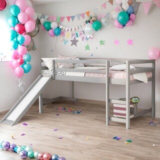 Twin Size Multifunctional Loft Bed with Slide and Solid Construction for Home