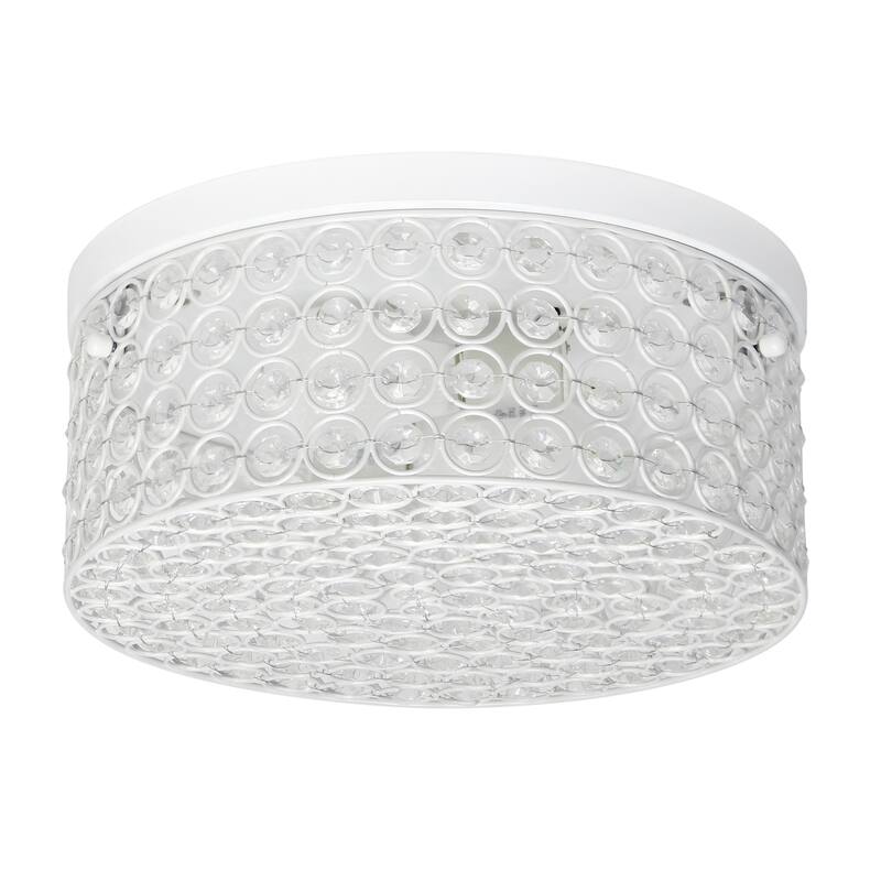 Round Flush Mount Ceiling Light 12 Inch 2 Light White Modern Interior Lighting