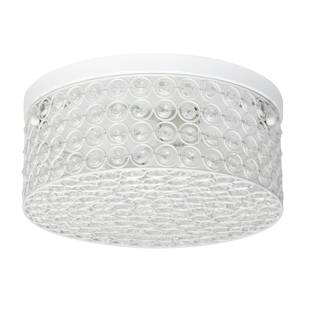Round Flush Mount Ceiling Light 12 Inch 2 Light White Modern Interior Lighting