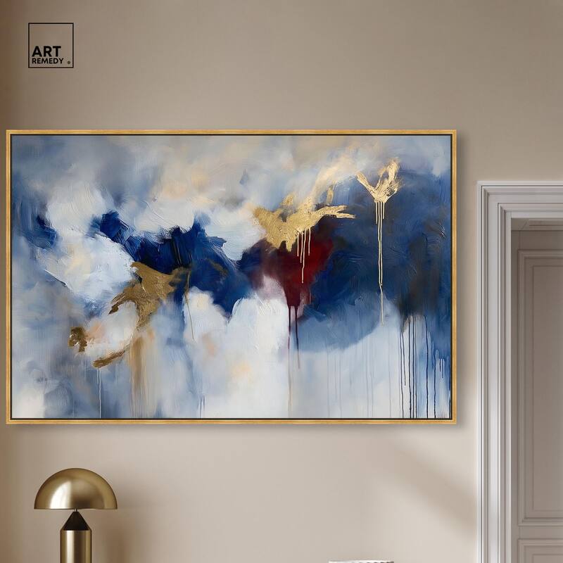 Eclipse of Gold and Blue Canvas by Art Remedy