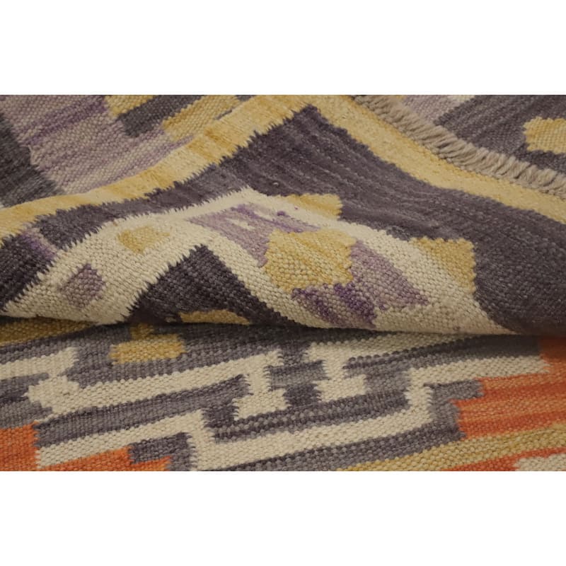 Hand Woven Oriental 100% Wool Carpet Southwestern Tribal Multi-Colored Kilim Runner Rug - 5' 8'' X 1' 9''