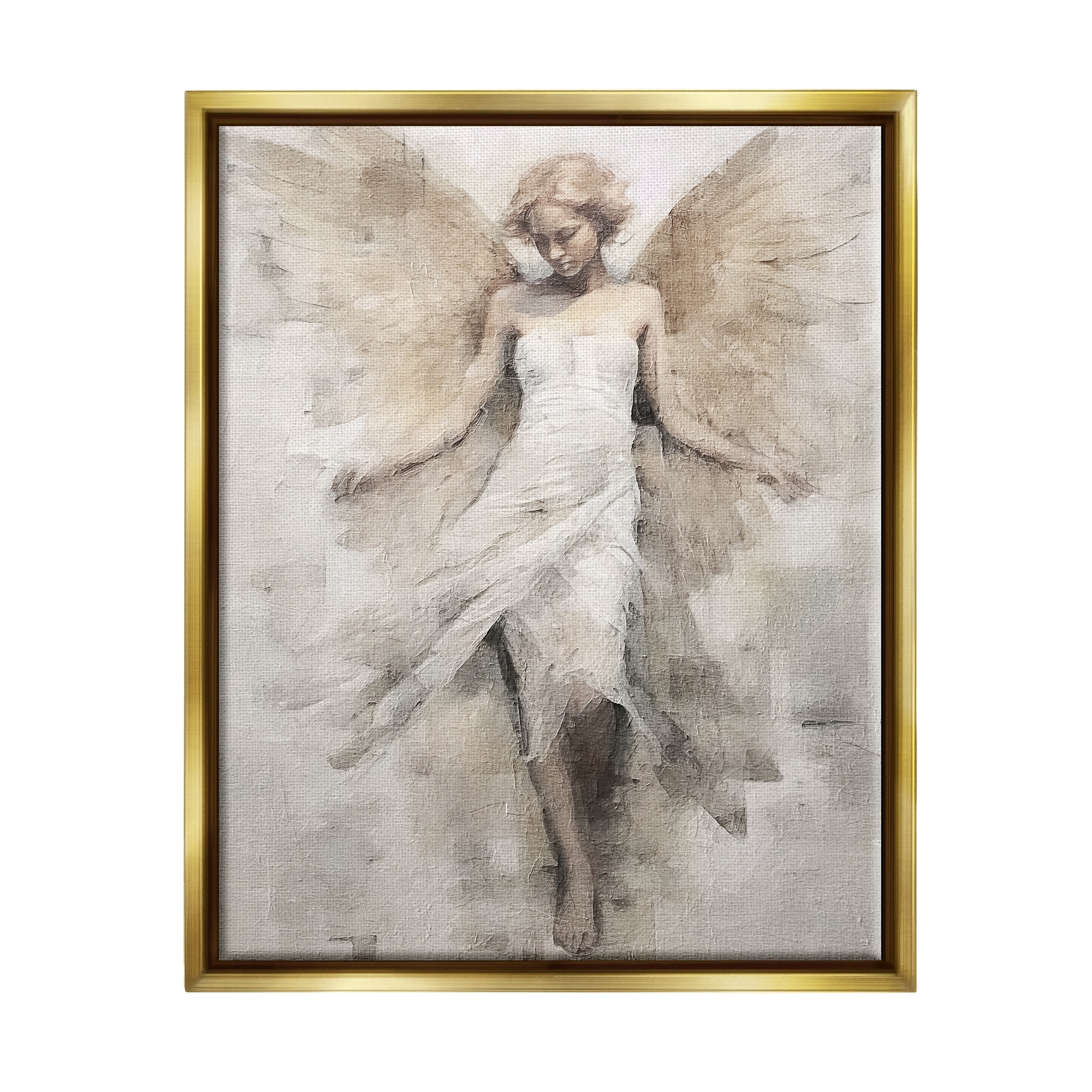 Stupell Ivory Abstract Angel Framed Floater Canvas Wall Art Design by Riley B