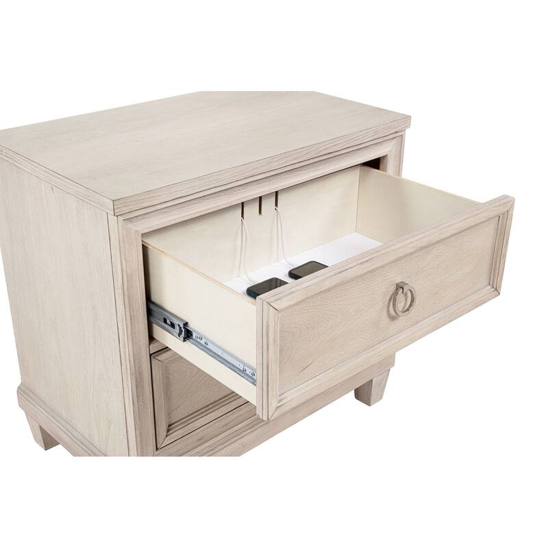 Pembroke 2-drawer Nightstand Bedside Table Washed Oak