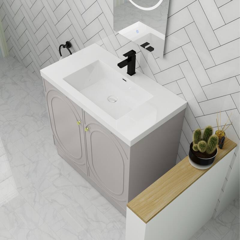 ARTCHIRLY 24/30/36 Inch Bathroom Vanity with Sink, Freestanding Bathroom Vanity with Soft Close Door and Adjustable Shelf
